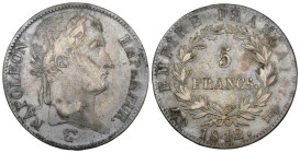 Napoleone I Imperatore (1804-1814) - 5 Franchi 1812 - Ag - MOLTO RARA - zecca di Roma - 50.000 esemplari coniati - patina da monetiere - Gig. 30

BB...