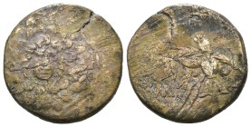 Greek bronze coin, Weight 6.93 gr - Diameter 20 mm PONTUS, Amisos . Circa 85-65 BC. Æ….Aegis / AMI-SOU, Nike walking right, holding palm tied with fil...