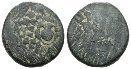 Greek bronze coin, Weight 7.00 gr - Diameter 20 mm PONTUS, Amisos . Circa 85-65 BC. Æ….Aegis / AMI-SOU, Nike walking right, holding palm tied with fil...