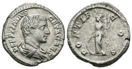 Weight 2.99 gr - Diameter 19 mm Silver Roman Imperial Coin

GETA (Caesar, 198-209). Denarius…..
Obv: P SEPTIMIVS GETA CAES….
Bare-headed and drape...