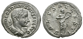 Weight 3.28 gr - Diameter 20 mm Silver Roman Imperial Coin
Gordianus III AR Denarius, Salus reverse…...Obv. IMP GORDIANVS PIVS FEL AVG, Laureate, dra...