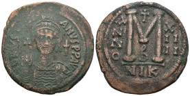 Weight 21.07 gr - Diameter 38 mm Bronze Byzantine Coin

Weight  21.07 gr -Diameter 38 mm JUSTINIAN I (527-565). Follis. Nicomedia