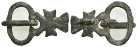 Weight 6.50 gr - Diameter 32 mm Ancient bronze belt buckle. SOLD AS SEEN.