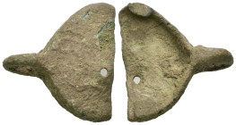 Weight 8.38 gr - Diameter 30 mm Ancient bronze belt buckle. SOLD AS SEEN.