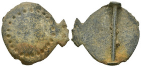 Weight 7.22 gr - Diameter 30 mm Ancient bronze belt buckle. SOLD AS SEEN.