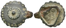 Weight 13.26 gr - Diameter 32 mm Ancient bronze belt buckle. SOLD AS SEEN.