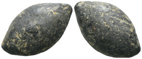 Weight 44.34 gr - Diameter 32 mm Whistling Sling Bullets Were GREEK Troops. SOLD AS SEEN.