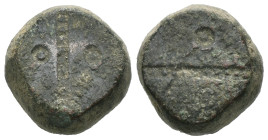 Bronze ancient weight, Weight 8.61 gr - Diameter 14 mm. SOLD AS SEEN.