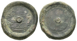 Bronze ancient weight, Weight 13.39 gr - Diameter 20 mm. SOLD AS SEEN.