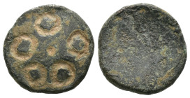 Bronze ancient weight, Weight 2.39 gr - Diameter 15 mm. SOLD AS SEEN.
