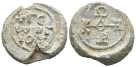 Seal, Weight 13.69 gr - Diameter 24 mm.
BYZANTINE LEAD SEAL.(Circa 7th-11th Century).Pb.