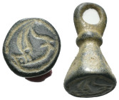 Seal, Weight 6.63 gr - Diameter 22 mm.
ANCIENT LEAD SEAL.(Circa 8th-1th Century).Pb.