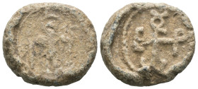 Seal, Weight 12.53 gr - Diameter 21 mm.
BYZANTINE LEAD SEAL.(Circa 7th-11th Century).Pb.