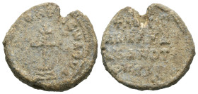 Seal, Weight 7.31 gr - Diameter 22 mm
BYZANTINE LEAD SEAL.(Circa 7th-11th Century).Pb.