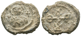 Seal, Weight 10.47 gr - Diameter 23 mm
BYZANTINE LEAD SEAL.(Circa 7th-11th Century).Pb.