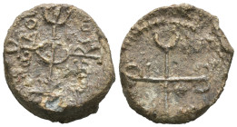 Seal, Weight 11.93 gr - Diameter 20 mm.
BYZANTINE LEAD SEAL.(Circa 7th-11th Century).Pb.