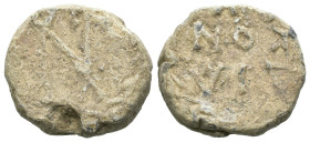 Seal, Weight 9.70 gr - Diameter 19 mm
BYZANTINE LEAD SEAL.(Circa 7th-11th Century).Pb.