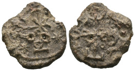 Seal, Weight 7.84 gr - Diameter 20 mm.
BYZANTINE LEAD SEAL.(Circa 7th-11th Century).Pb.