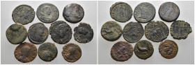 Weight 22.67 gr, 10 pieces Bronze Roman Group coins. Sold as seen.