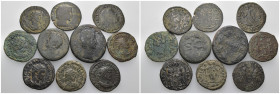 Weight 47.12 gr, 10 pieces Bronze Roman Group coins. Sold as seen.
