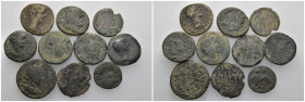 Weight 33.47 gr, 10 pieces Bronze Roman Group coins. Sold as seen.