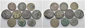 Weight 61.01 gr, 10 pieces Bronze Roman Group coins. Sold as seen.