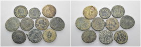 Weight 38.42 gr, 10 pieces Bronze Roman Group coins. Sold as seen.