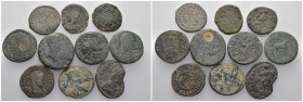 Weight 35.99 gr, 10 pieces Bronze Roman Group coins. Sold as seen.