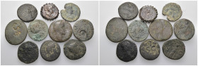 Weight 76.21 gr, 10 pieces Bronze Roman Group coins. Sold as seen.