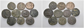 Weight 53.17 gr, 10 pieces Bronze Roman Group coins. Sold as seen.