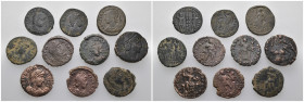 Weight 22.33 gr, 10 pieces Bronze Roman Group coins. Sold as seen.