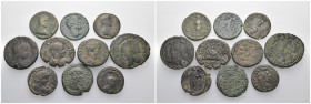 Weight 61.20 gr, 10 pieces Bronze Roman Group coins. Sold as seen.