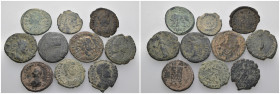 Weight 25.12 gr, 10 pieces Bronze Roman Group coins. Sold as seen.
