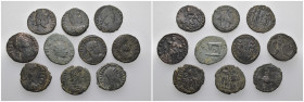 Weight 22.32 gr, 10 pieces Bronze Roman Group coins. Sold as seen.