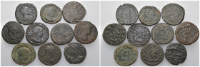 Weight 42.79 gr, 10 pieces Bronze Roman Group coins. Sold as seen.