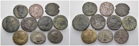 Weight 52.19 gr, 10 pieces Bronze Roman Group coins. Sold as seen.