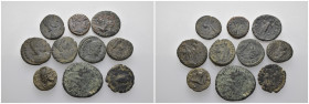 Weight 27.43 gr, 10 pieces Bronze Roman Group coins. Sold as seen.
