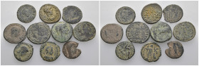 Weight 27.45 gr, 10 pieces Bronze Roman Group coins. Sold as seen.