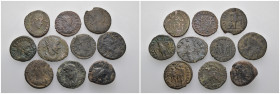Weight 19.82 gr, 10 pieces Bronze Roman Group coins. Sold as seen.