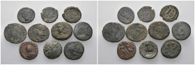 Weight 30.49 gr, 10 pieces Bronze Roman Group coins. Sold as seen.