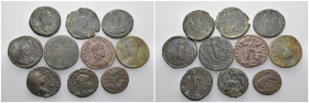 Weight 46.16 gr, 10 pieces Bronze Roman Group coins. Sold as seen.