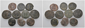Weight 22.34 gr, 10 pieces Bronze Roman Group coins. Sold as seen.