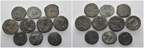 Weight 37.57 gr, 10 pieces Bronze Roman Group coins. Sold as seen.