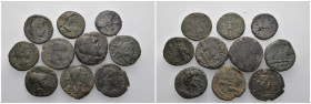 Weight 32.71 gr, 10 pieces Bronze Roman Group coins. Sold as seen.