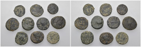 Weight 21.63 gr, 10 pieces Bronze Roman Group coins. Sold as seen.