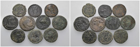Weight 23.40 gr, 10 pieces Bronze Roman Group coins. Sold as seen.