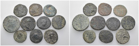 Weight 70.99 gr, 10 pieces Bronze Roman Group coins. Sold as seen.