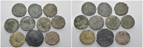 Weight 27.57 gr, 10 pieces Bronze Roman Group coins. Sold as seen.