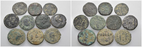 Weight 53.87 gr, 10 pieces Bronze Roman Group coins. Sold as seen.