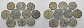 Weight 28.19 gr, 10 pieces Bronze Roman Group coins. Sold as seen.